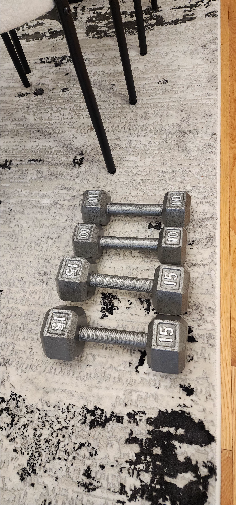 10lb and 15lb set of Hex Dumbbells