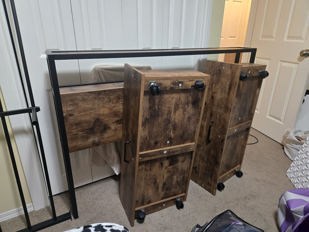 Full-Size Bed Frame with Two Drawers and Headboard Shelf - photo 3
