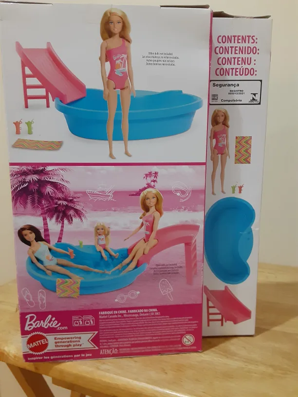 Barbie Doll and Pool Playset, Blonde in Pink One-Piece Swimsuit image indicator(8)
