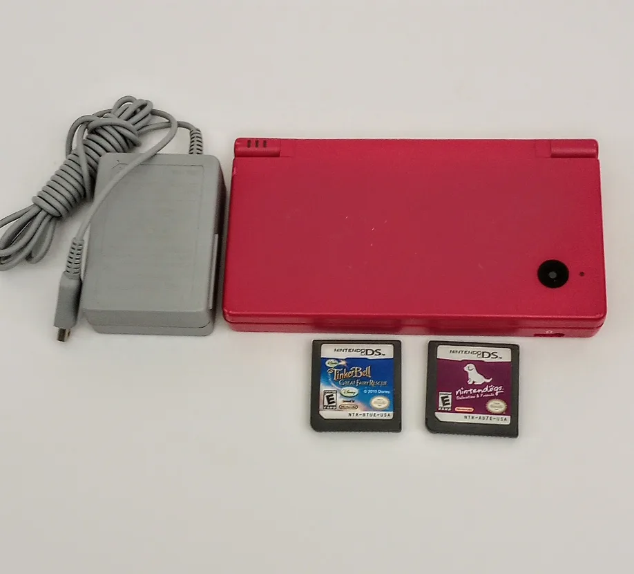Nintendo DSi Pink w/ Stylus, Charger & 2 game carts. image indicator(5)