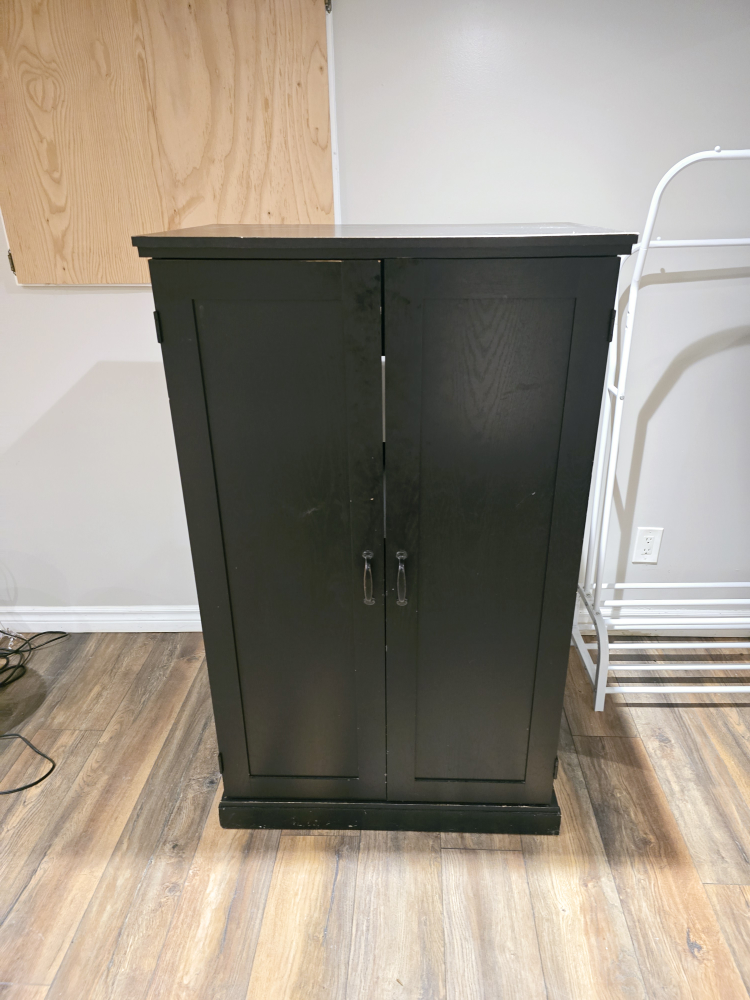 Black Wooden Cabinet with Drop-Down Desk