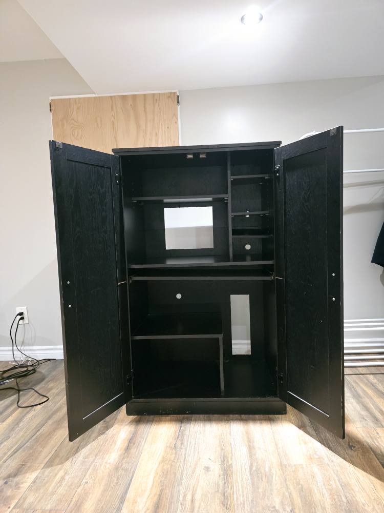 Black Wooden Cabinet with Drop-Down Desk - photo 2