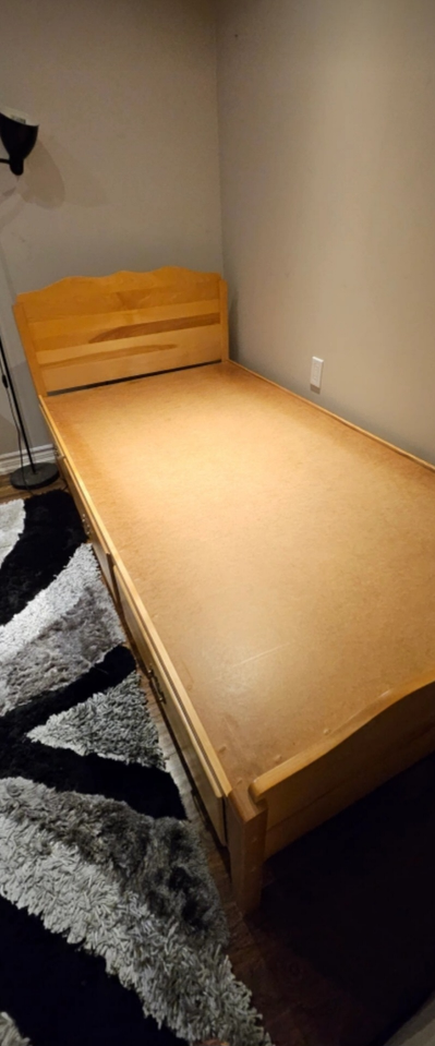 Single bed frame with drawers