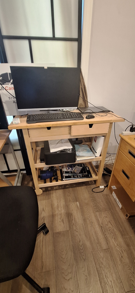 Computer Desk with Two Drawers and Shelves