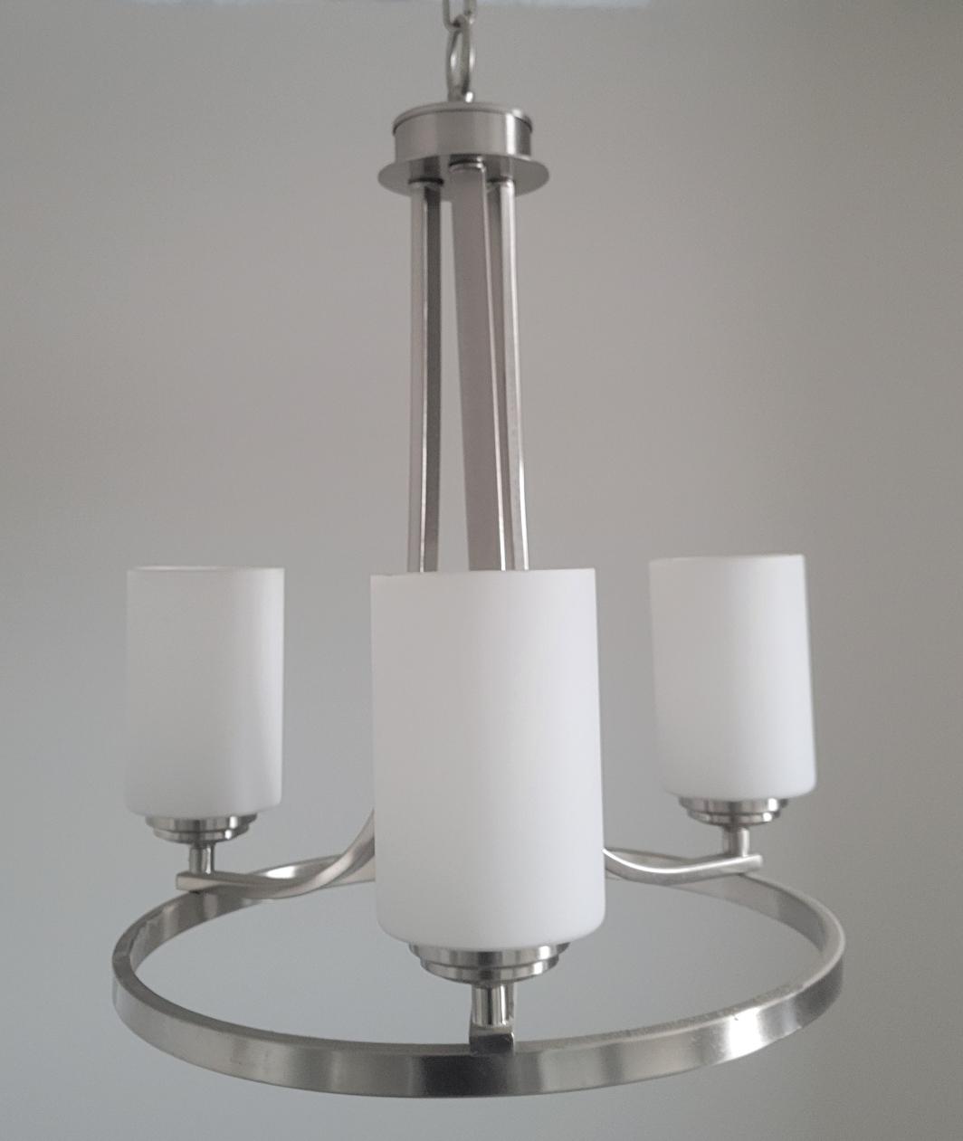 Three-Light Brushed Nickel Chandelier