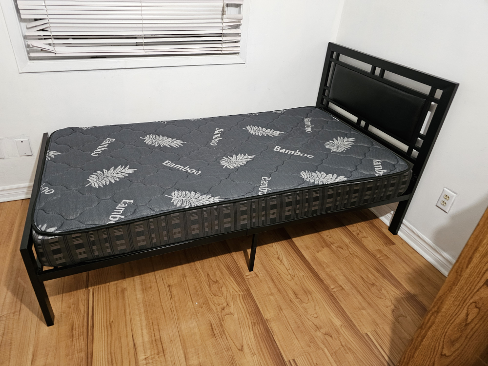Black Metal Twin Bed Frame with matres - photo 5