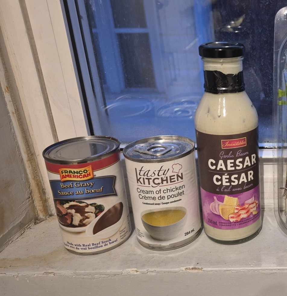 Assorted Canned Goods and Caesar Dressing