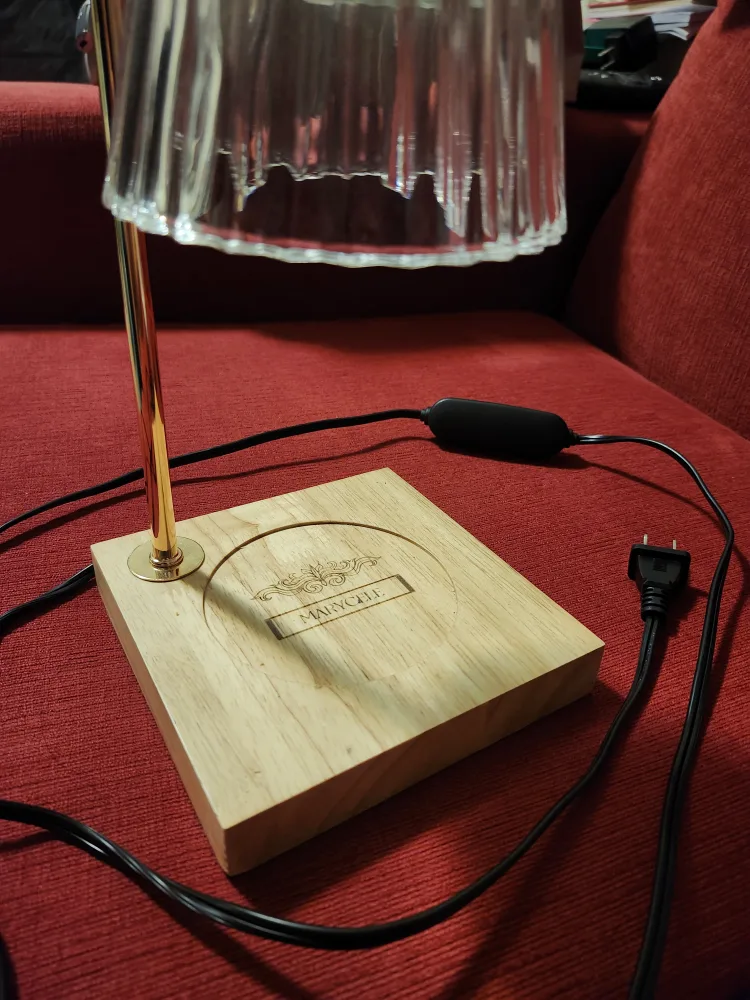Unique Table Lamp with Wood Base image indicator(3)