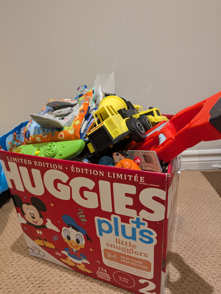 Box of Baby Toys and Playthings