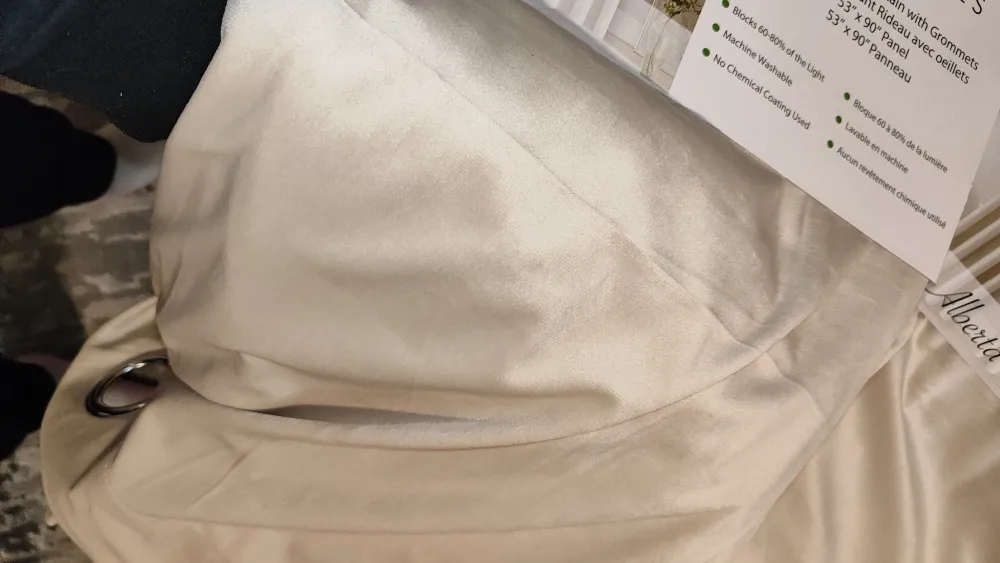 Grover Essentials Alberta Velvet  Curtains - Beige - 53" x 90" image indicator(3)