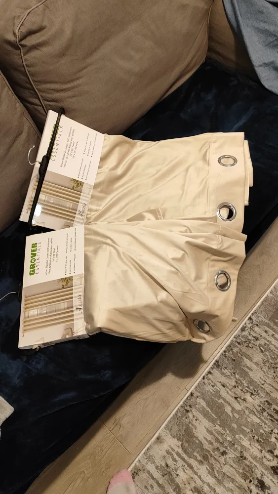 Grover Essentials Alberta Velvet  Curtains - Beige - 53" x 90" image indicator(6)