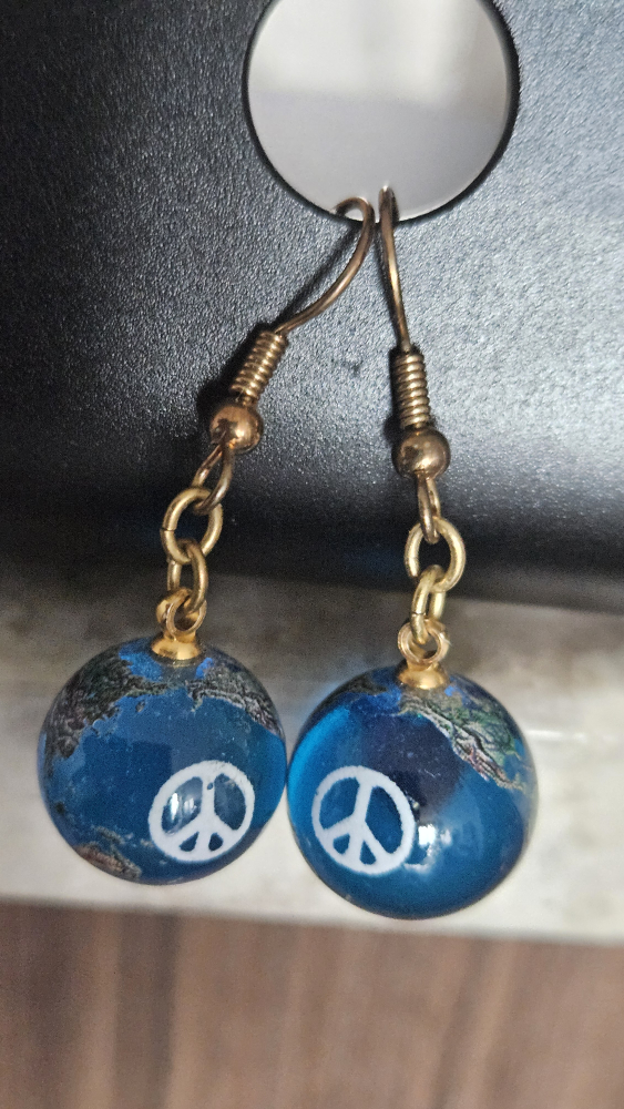 Peace Sign Globe Earrings - photo 2