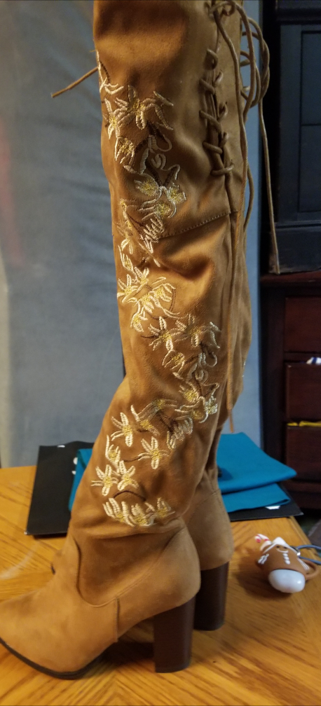 Women's Brown Floral boots 6.5 us new - photo 5