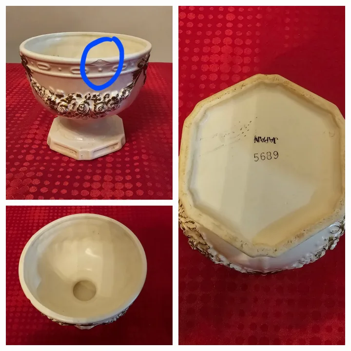 Vintage Ceramic Planter/Bowl with Gold Accents image indicator(4)
