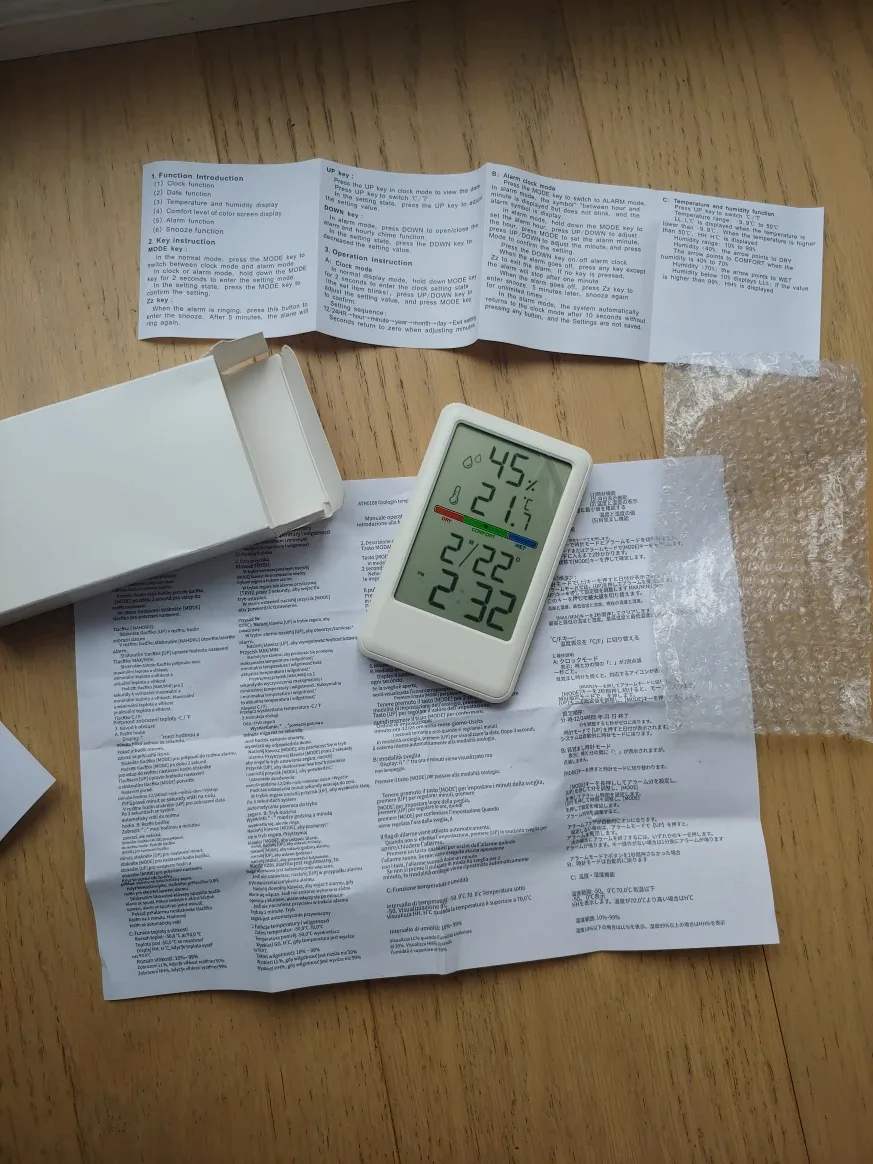 Digital Calender Alarm Clock with Thermometer Hygrometer image indicator(2)