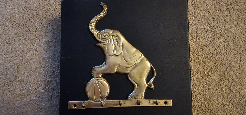 Vintage Brass Elephant Key Holder