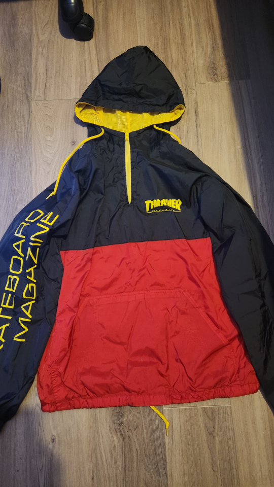 Thrasher Skateboard Magazine Red and Black Windbreaker