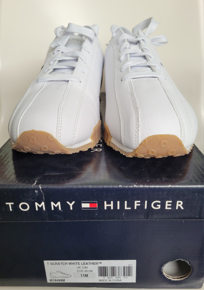 NEW Tommy Hilfiger Men's White Leather Sneakers - Size 11M