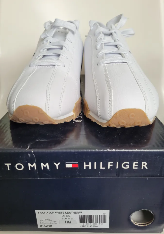 NEW Tommy Hilfiger Men's White Leather Sneakers - Size 11M thumbnail