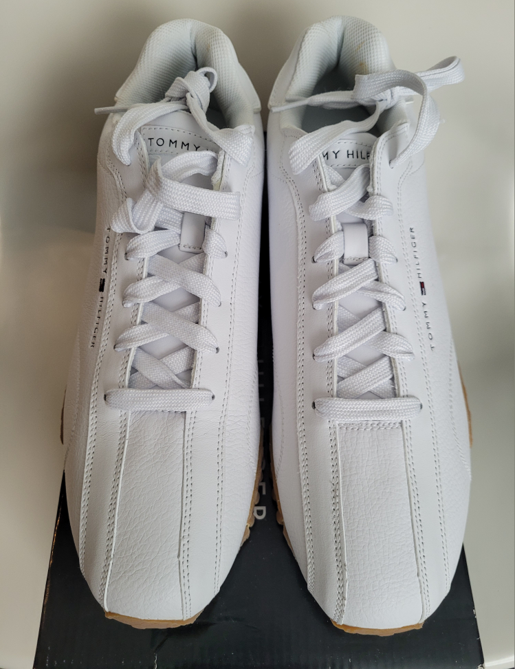 NEW Tommy Hilfiger Men's White Leather Sneakers - Size 11M - photo 3