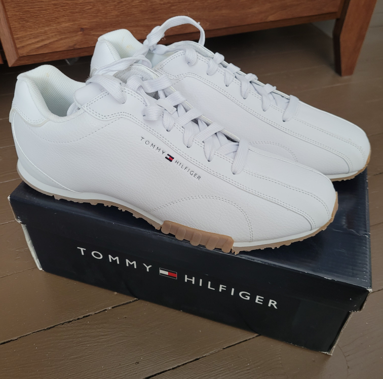 NEW Tommy Hilfiger Men's White Leather Sneakers - Size 11M - photo 5