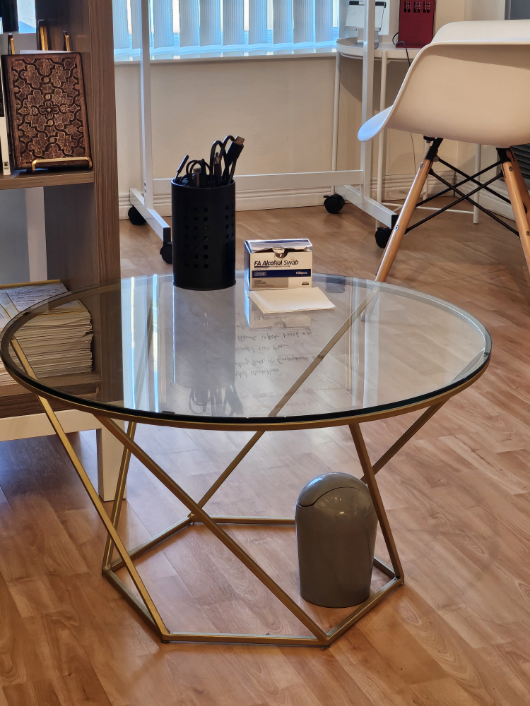 Gold Geometric Glass Coffee Table