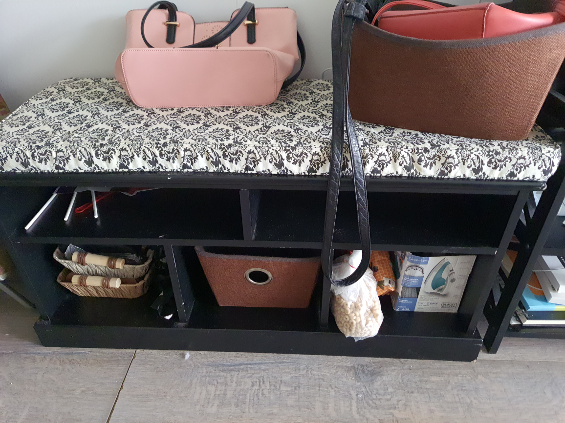 Black Shoe Bench with Storage