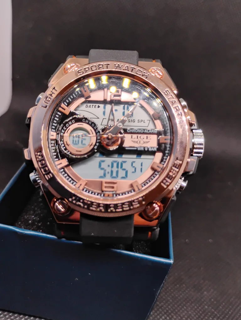 Men's Rose Gold & Black Digital Sport Watch image indicator(2)