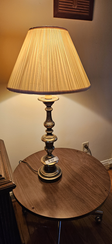 Vintage Brass Table Lamp with Pleated Shade