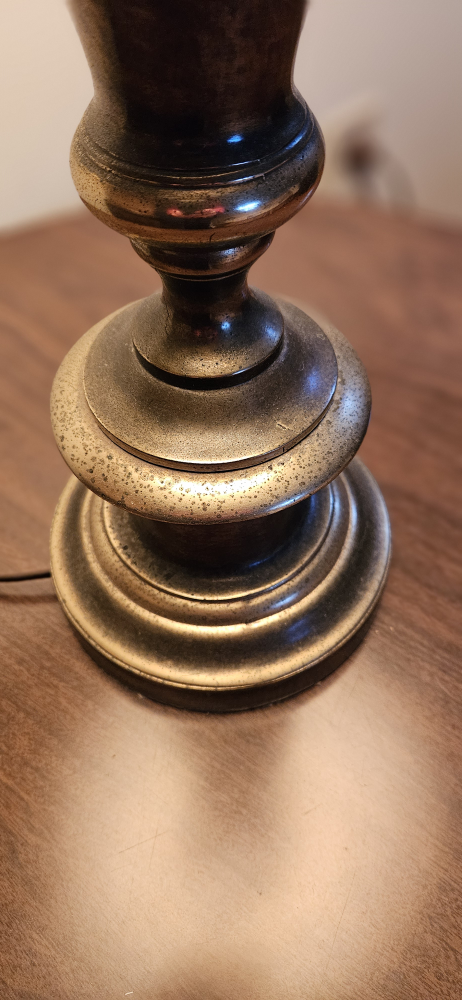 Vintage Brass Table Lamp with Pleated Shade - photo 2