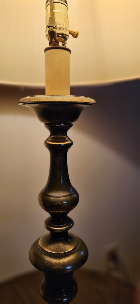 Vintage Brass Table Lamp with Pleated Shade - photo 3