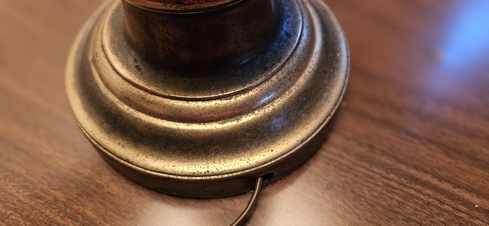 Vintage Brass Table Lamp with Pleated Shade - photo 4