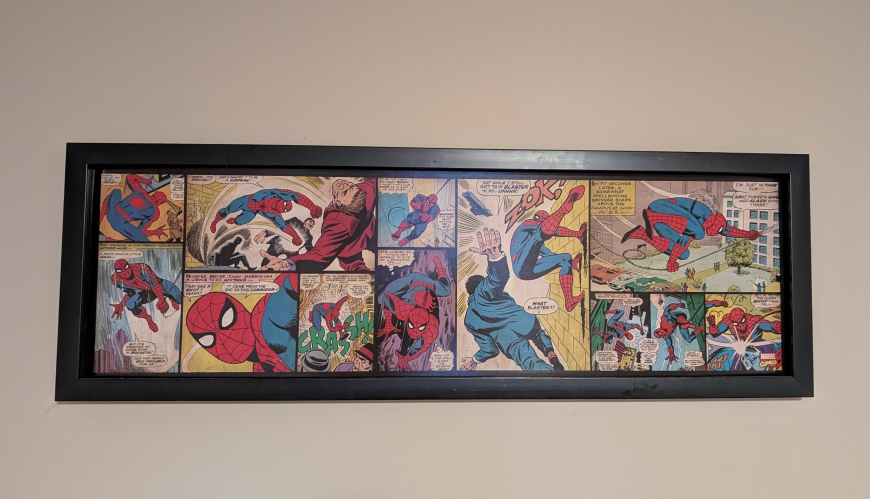 Framed Spider-Man Comic Book Art - 36" x 12"