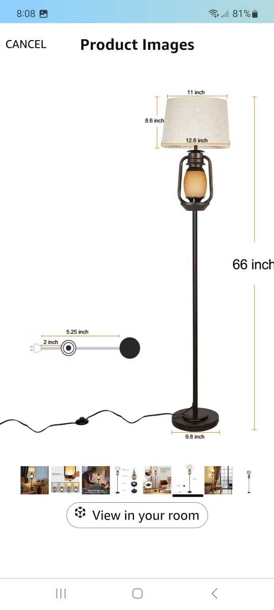 SURAIELC Farmhouse Floor Lamp with Night Light image indicator(2)