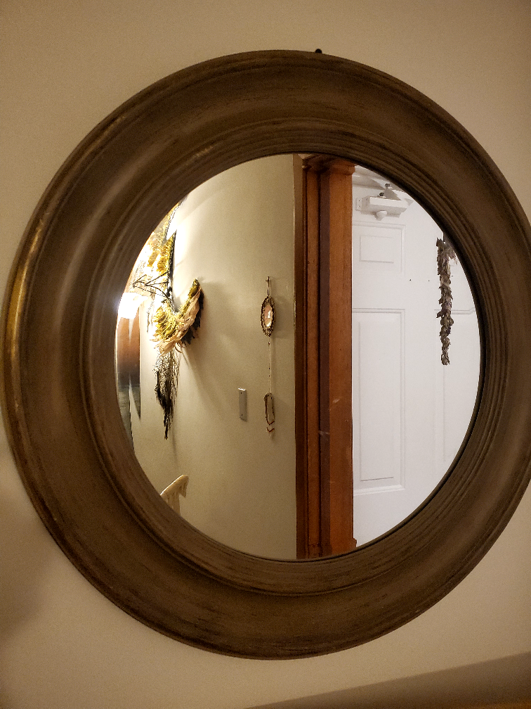 Medium size Elegant Wall Mirror with Faux Wood Frame