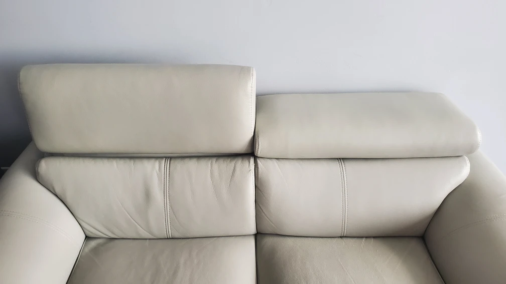Light Grey Leather Loveseat - 2 seater sofa - photo 2
