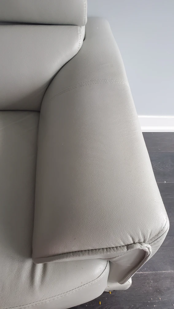 Light Grey Leather Loveseat - 2 seater sofa - photo 4
