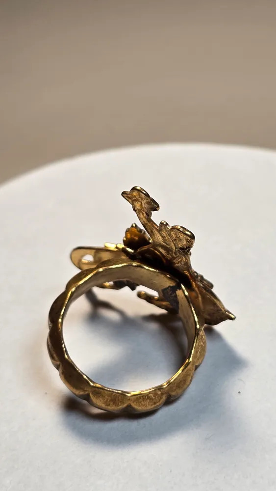 Vintage Calgary Rodeo Rider Bolo ring with Enamel Maple image indicator(8)