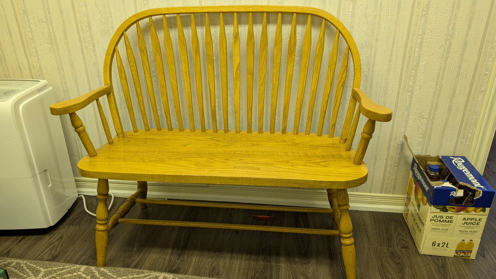 Oak Bench with Magazine Rack