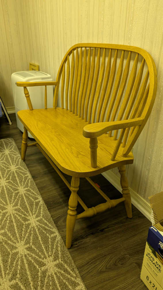 Oak Bench with Magazine Rack - photo 2