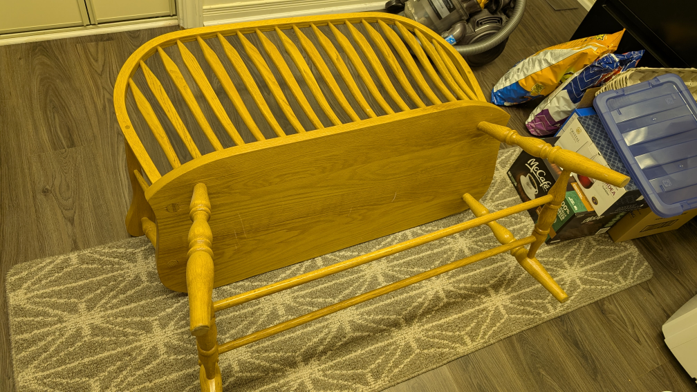 Oak Bench with Magazine Rack - photo 4