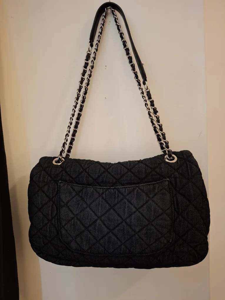 Dark Denim Quilted Flap Shoulder Bag image indicator(3)