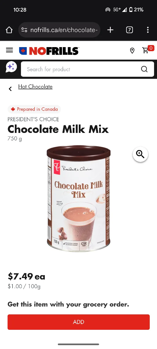 President's Choice Chocolate Milk Mix - 750g image indicator(4)