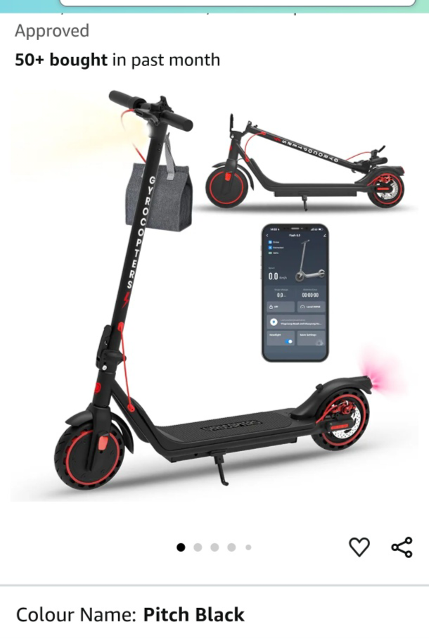 Gyrocooters Flash 3.0 Electric Scooter - Pitch Black