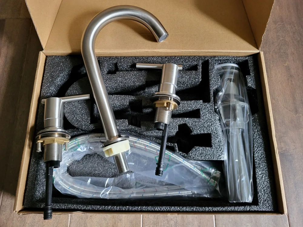 KENES Brushed Nickel 3-Hole Bathroom Faucet image indicator(5)