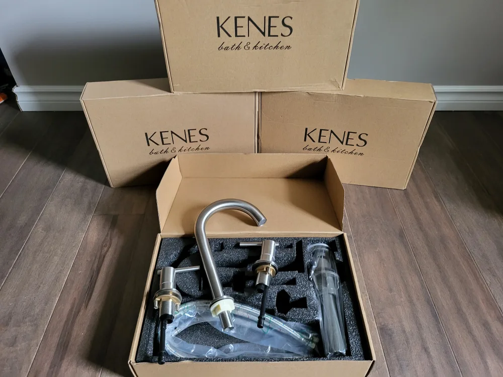 KENES Brushed Nickel 3-Hole Bathroom Faucet image indicator(7)