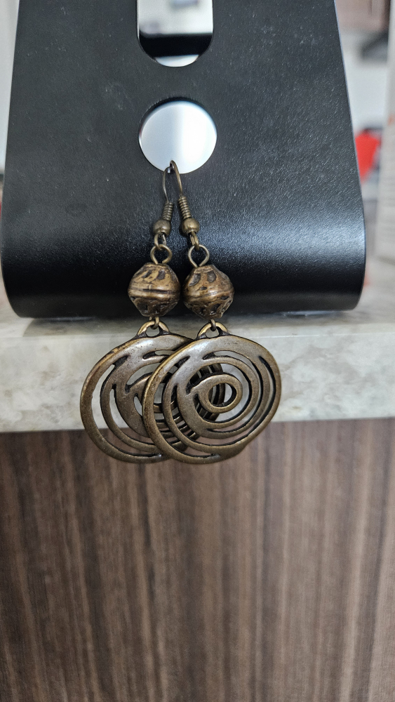 Bronze Swirl Drop Earrings - photo 2