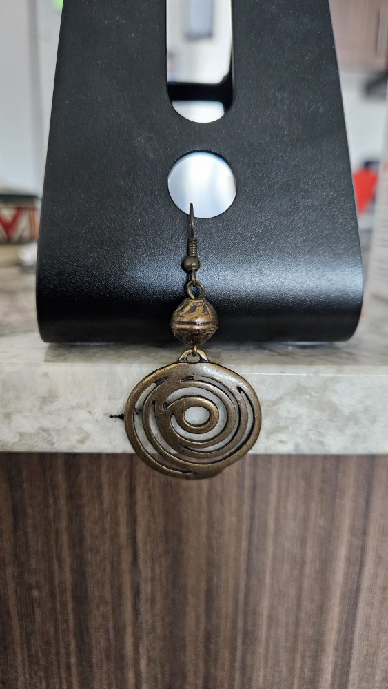 Bronze Swirl Drop Earrings - photo 3
