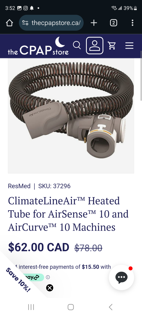 ResMed ClimateLineAir Heated Tube for AirSense 10 and AirCurve