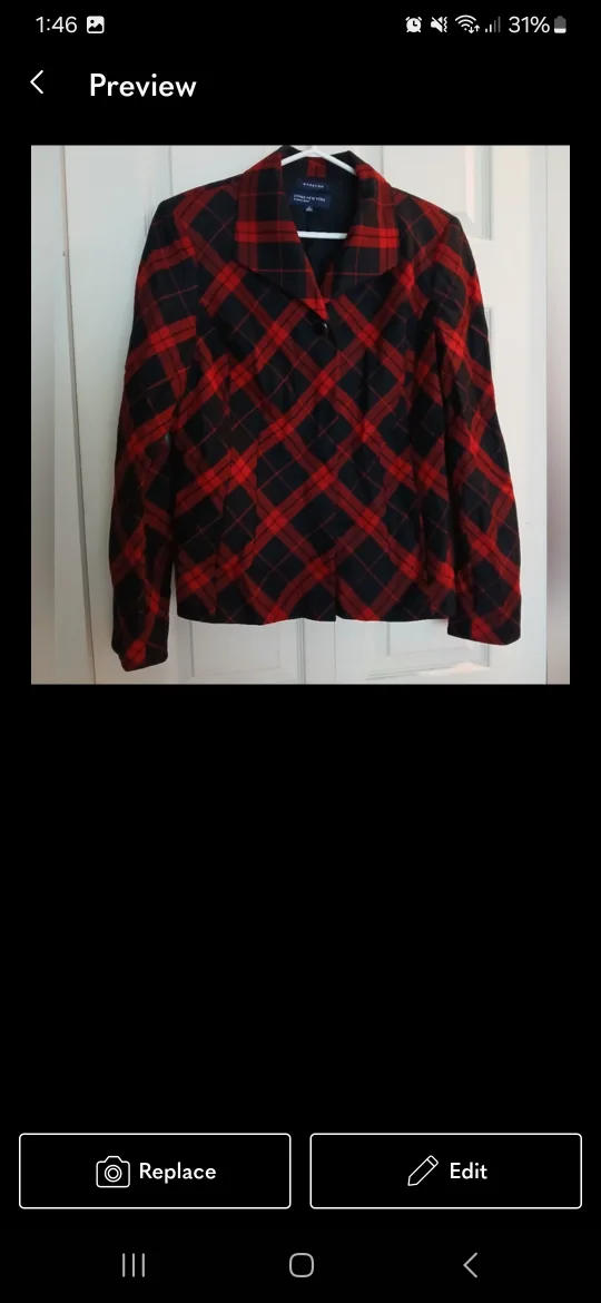 JONES NEW YORK plaid red jacket, size 12 image indicator(2)